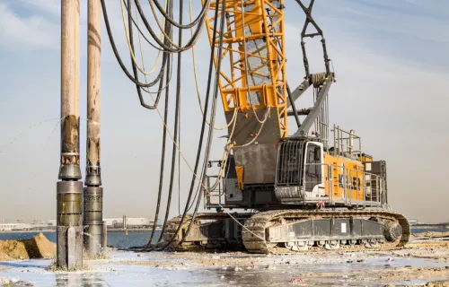Dynamic compaction or vibro-compaction ground improvement on a UAE site